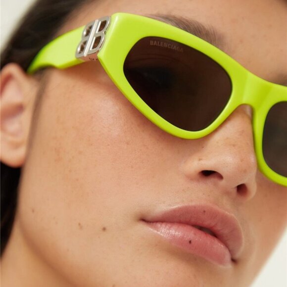 NEW BALENCIAGA YELLOW CAT-EYE BB SUNGLASSES BB0095S 007 - Picture 1 of 6